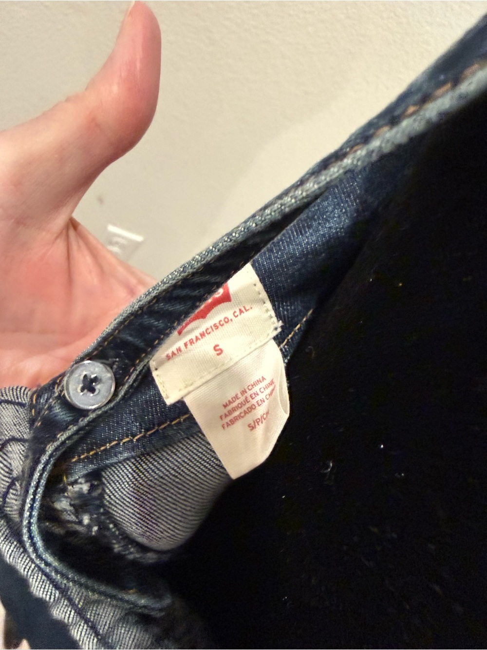 Levi's Dark Blue Denim Strapless Button-Front Dress Removable Straps - Picture 6 of 14